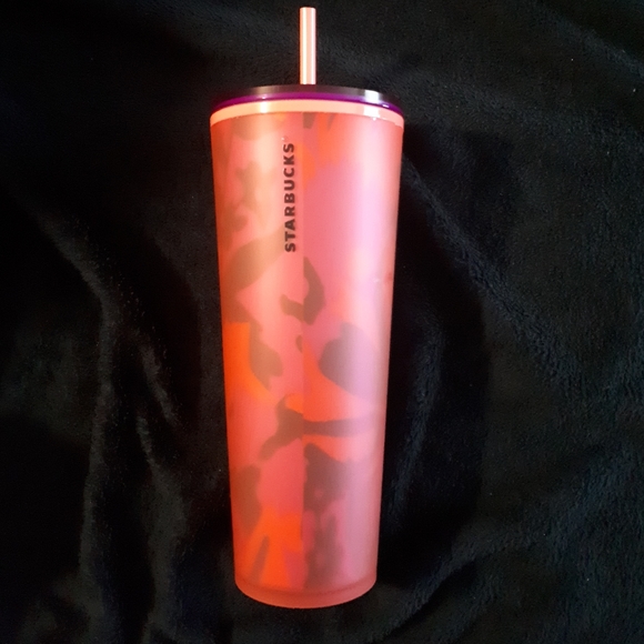 Starbucks venti red floral soft touch cold cup - Picture 2 of 2